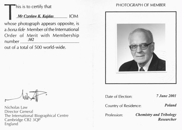 2001 International Order of Merit